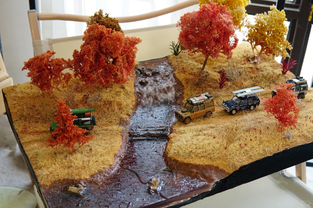 1:64 Scale Autumn Field Car Miniature Model Scene