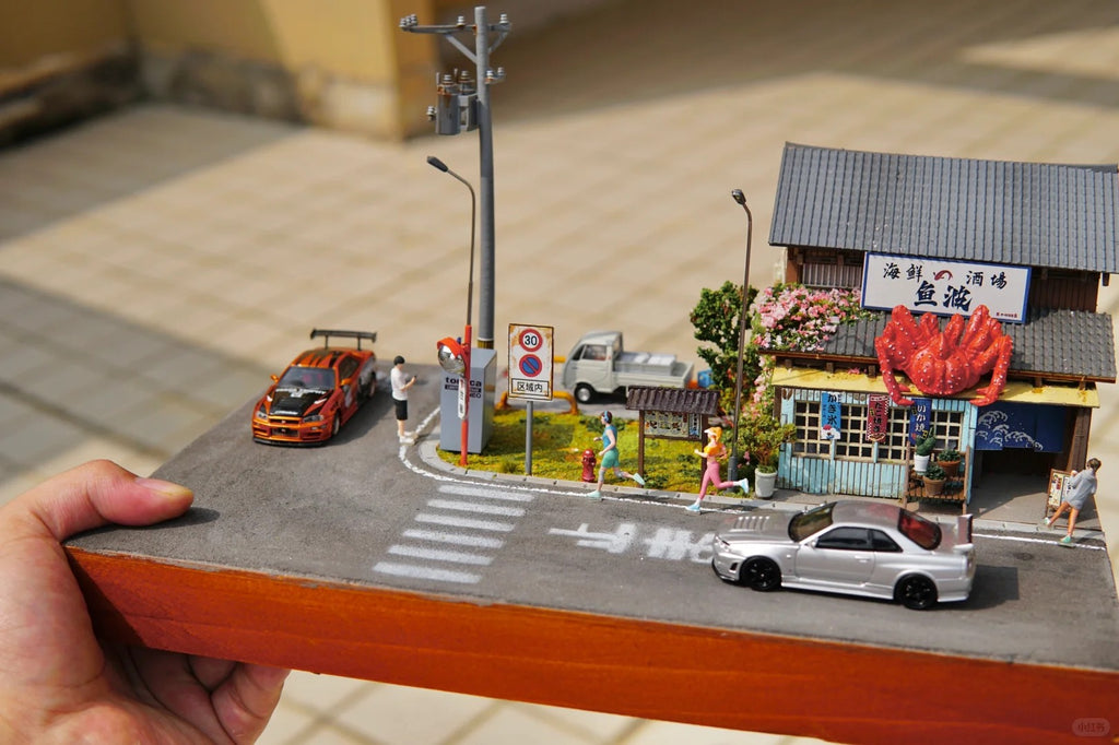 New Japanese-Style 1:64 Scale “Seafood Fish Stall” Miniature Model