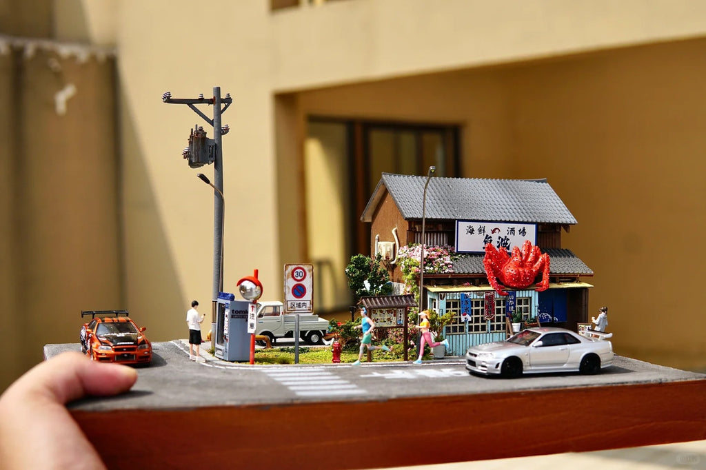 New Japanese-Style 1:64 Scale “Seafood Fish Stall” Miniature Model