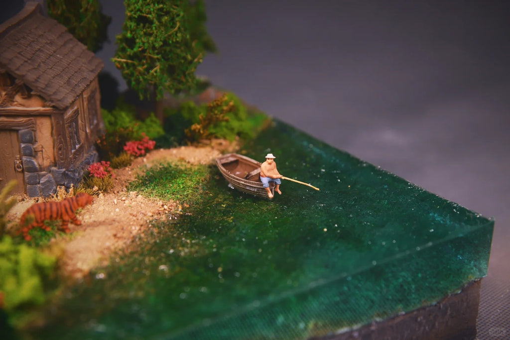 1:64 Scale Serene Lakeside Miniature Scene